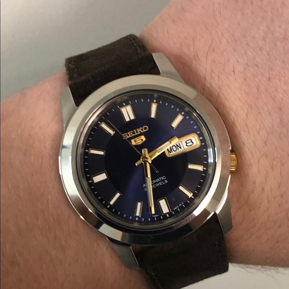 Blue/gold face Seiko 5 automatic watch!